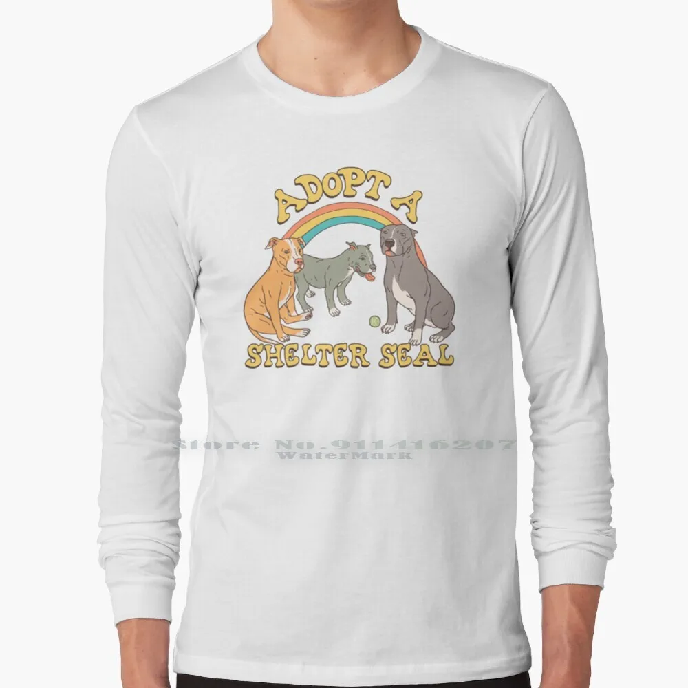 

Adopt A Shelter Seal T Shirt 100% Pure Cotton Dog Dogs Doggo Puppy Puppers Pitbullterrier Pitbulls Shelter Adopt Rescue 80s