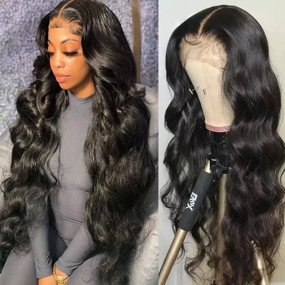 13X4 Body Wave Lace Front Wig Transparent Lace Frontal Wigs Brazilian 30 Inch 180 Density Body Wave Lace Front Human Hair Wigs