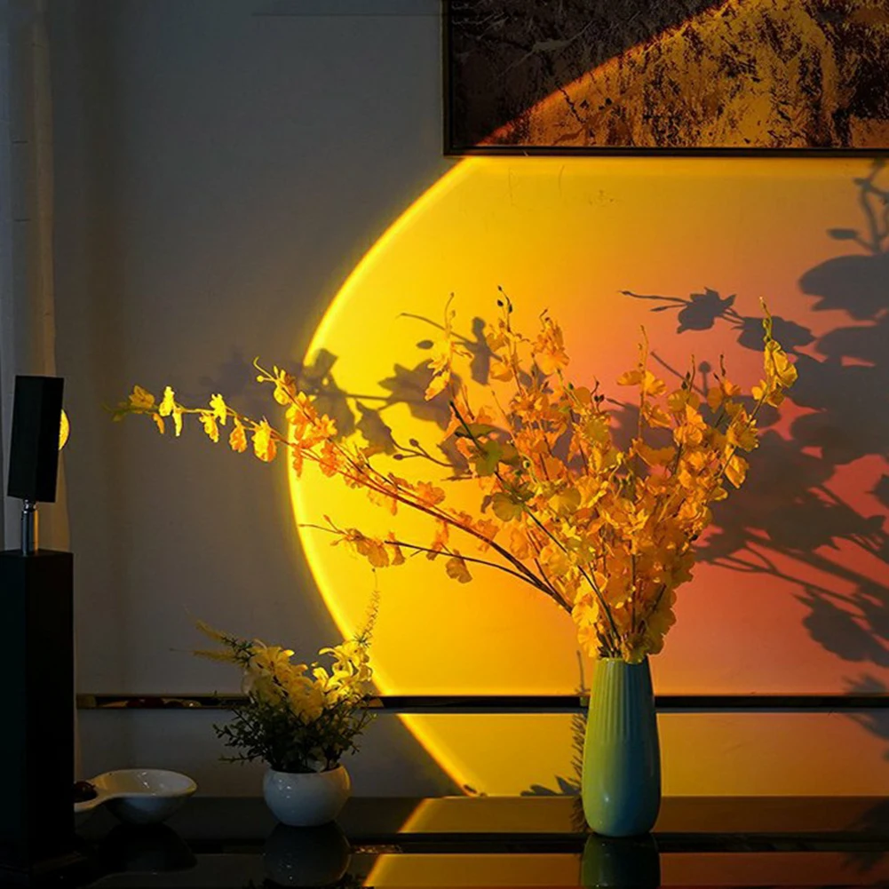 

Sun Sunset Rainbow Projector Atmosphere Night Light Lamp USB Home Decoration Room Laser Cove Ceiling Space Hologram Starlight