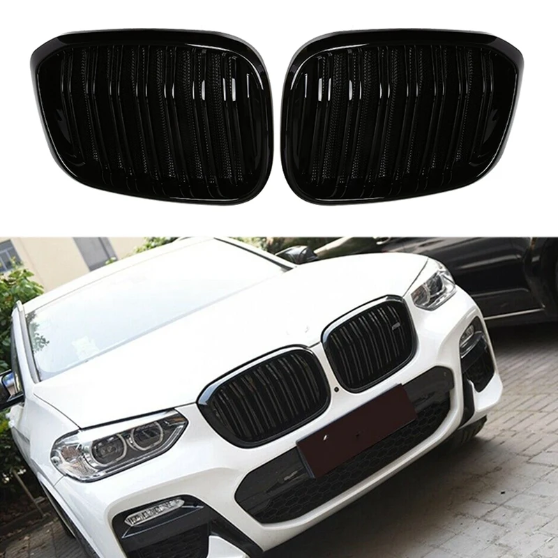 

Автомобильная глянцевая черная передняя решетка для капота, решетка для защиты от насекомых, сетчатый гриль для BMW X3 G01 X4 G02 2018-2021