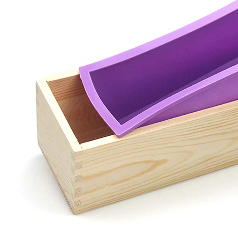 

Silicone Soap Molds Kit - 2 Pcs Flexible Rectangular Soap Silicone Mold with Wood Box for Soaps Making