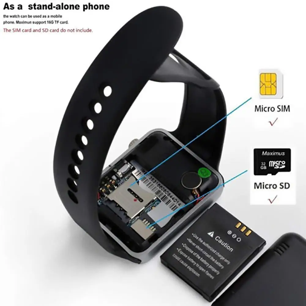 Умные часы A1 с камерой, сенсорным экраном, поддержкой SIM, Bluetooth, умные часы, водонепроницаемые, спортивные, с шагомером, для Android, iOS