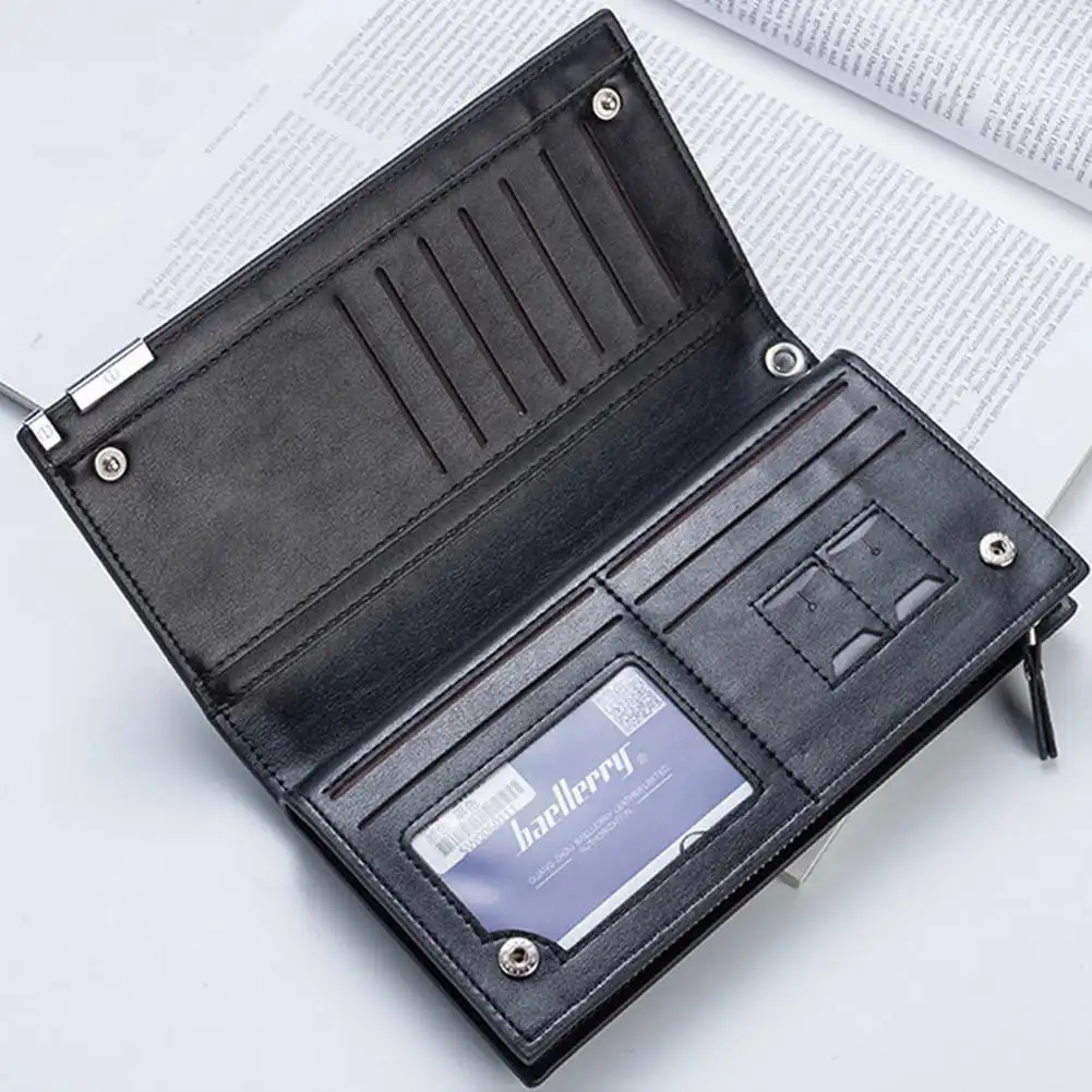 

Мужской Кошелек Carteira Masculina, портативный Кошелек из искусственной кожи с отделением для кредитных карт, органайзер с застежкой-молнией, Длин...