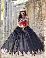 gorgeous beaded black quinceanera dress for 15 year ball gown sexy halter formal girls debut gowns bodice birthday party dresses