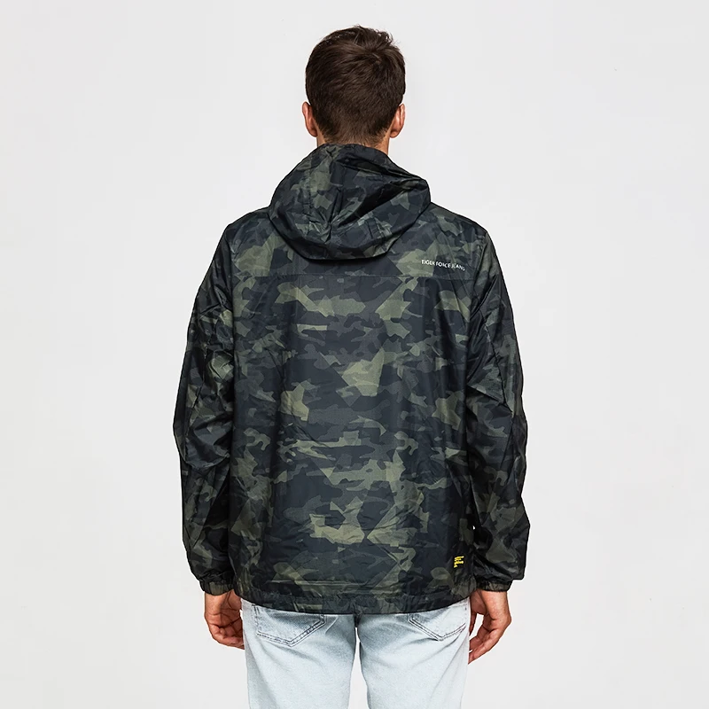 TIGER FORCE Spring Men Casual Jacket Hooded Camouflage with Print Men's Windbreaker Coat Male Army Camo Outwear|camouflage jacket|casual jacketmen