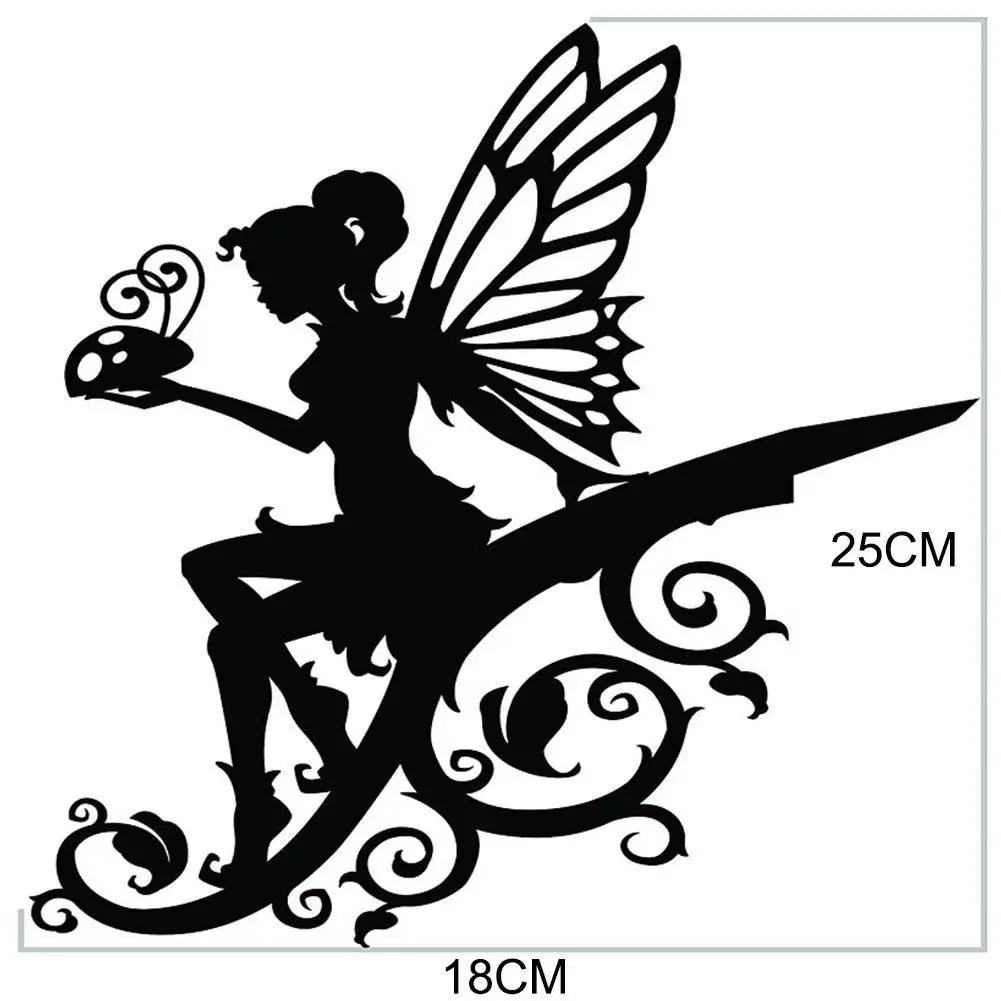 

Iron Black Creativity Fairy Tale Garden Decoration Tool Outdoor Garden Decor Metal Art Fairy Silhouette Statue Ornament Backyard