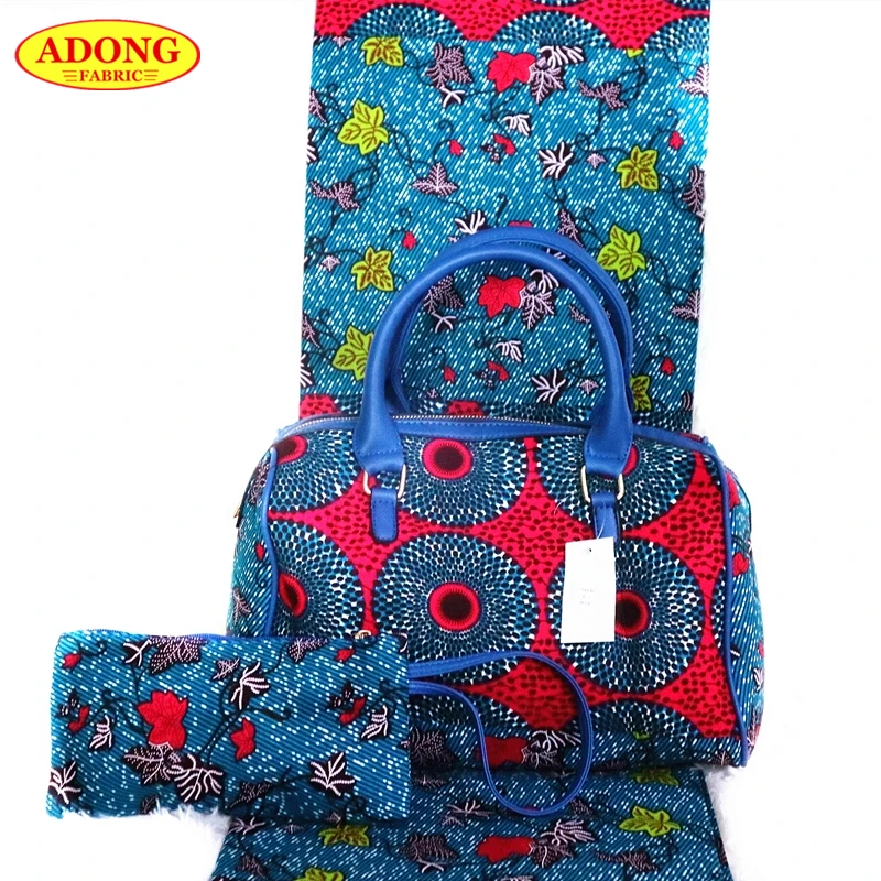 Высокое качество африканская Женская восковая сумка набор популярная с 6 ярдов