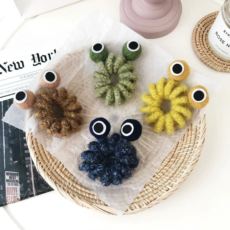 

Cute Cartoon Fog Eyes Telephone Wire Knitting Eslatic Hair Rubber Bands Scrunchies Hair Tie Accessories For Girls Children Kids