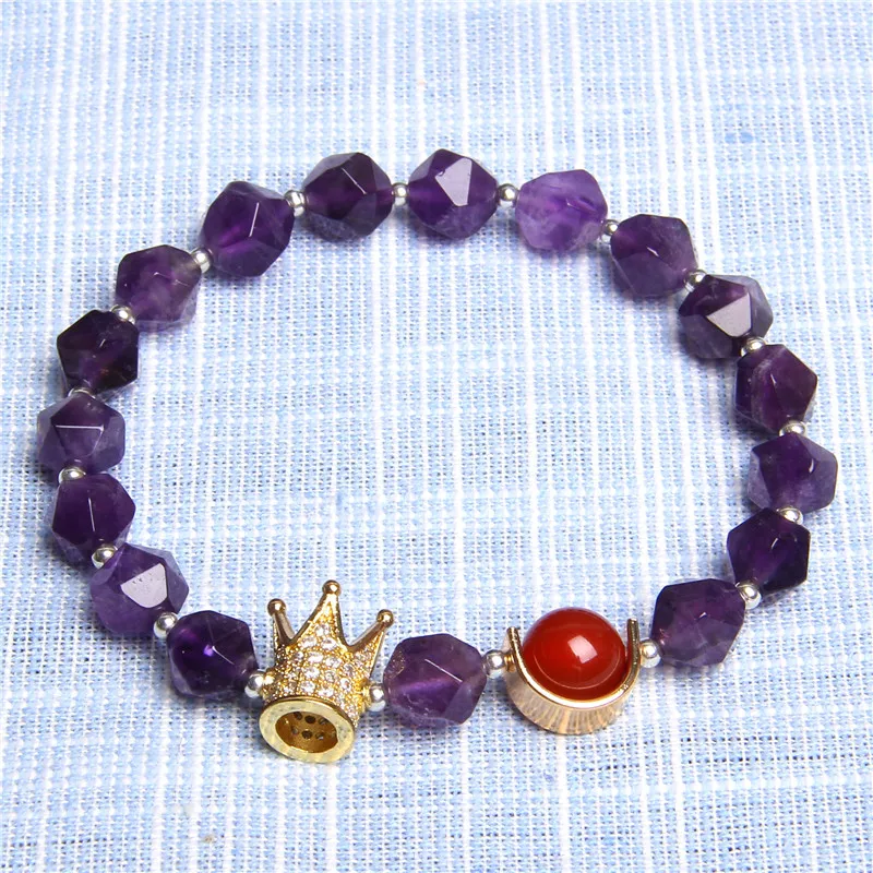 Натуральный браслет с аметистом Корона ограненные Агаты натуральный камень