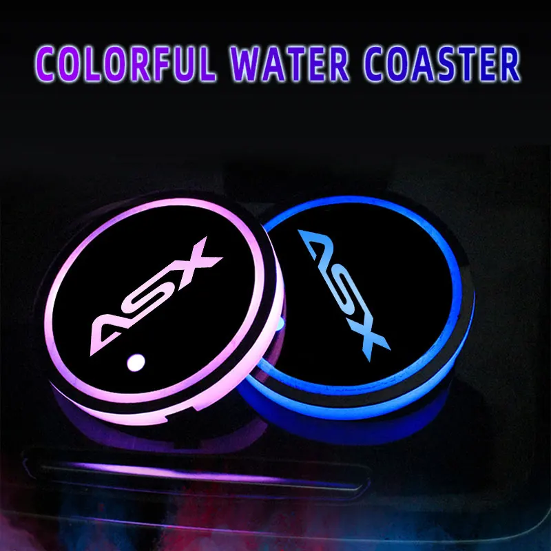 

2Pcs Led Car Logo Cup Lights For Mitsubishi ASX Type 2013 2014 2015 2016 2018 2020 Model Logo Light Luminous Coaster Accessories