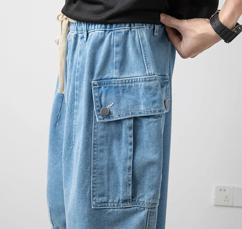 

Men's Denim Shorts Summer Hot Plus Size 6xl 7XL Casual Loose Stretch Cowboy High Waist Short Jean Male Large Size Denim Breeches