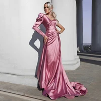 simple one shouldr pink mermaid evening dress 2022 high side split party night for women celebrity robes de soir%c3%a9e dresses
