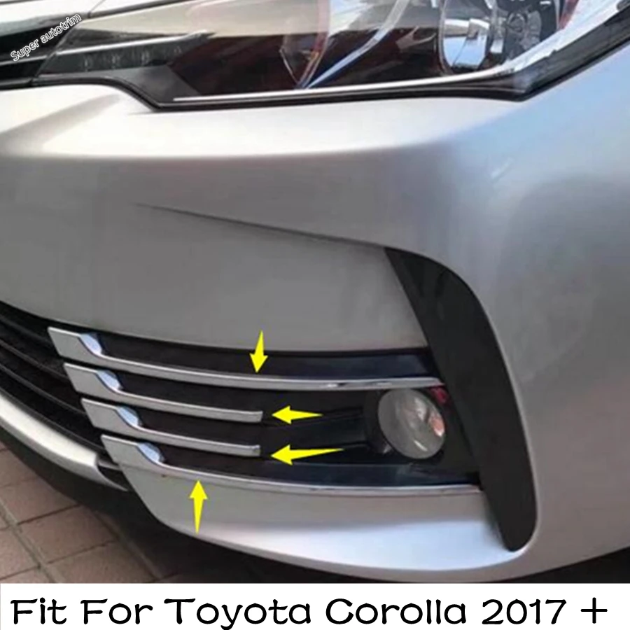 

Lapetus Front Fog Lights Foglight Lamp Eyelid Eyebrow Grille Grill Cover Trim For Toyota Corolla 2017 2018 ABS Bright Exterior