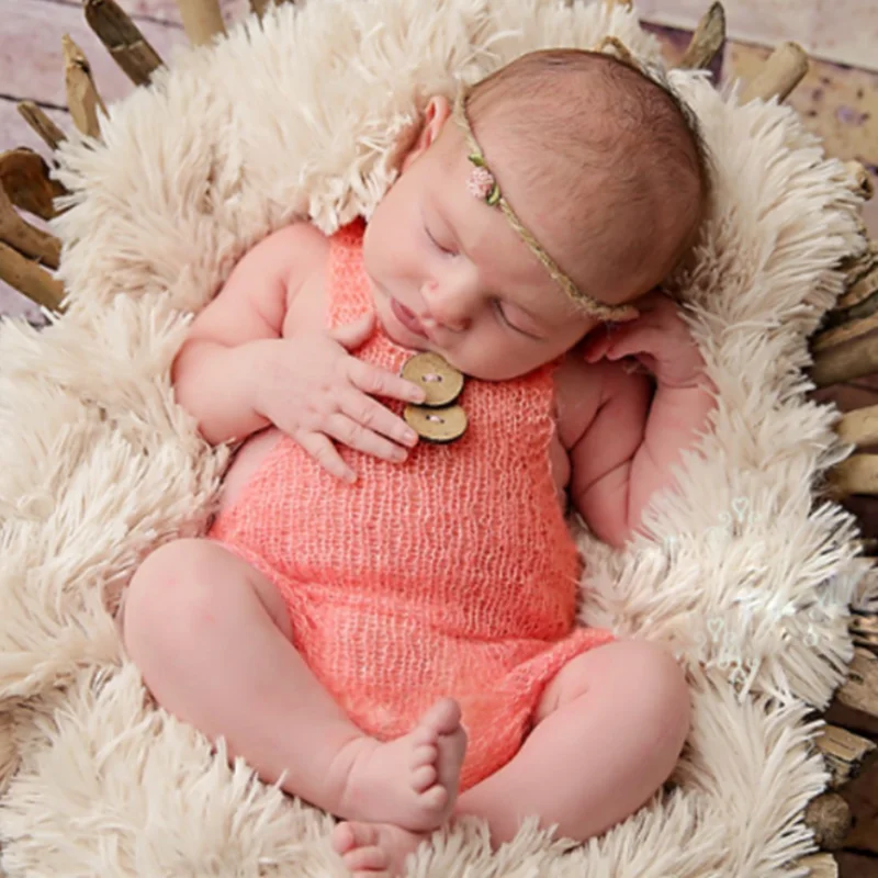 Accesorios de fotograf&iacute;a para beb&eacute;s, peleles de Mohair suaves tejidos a mano con botones, ropa de fotograf&iacute;a para reci&eacute;n nacidos, accesorios para fotos-5