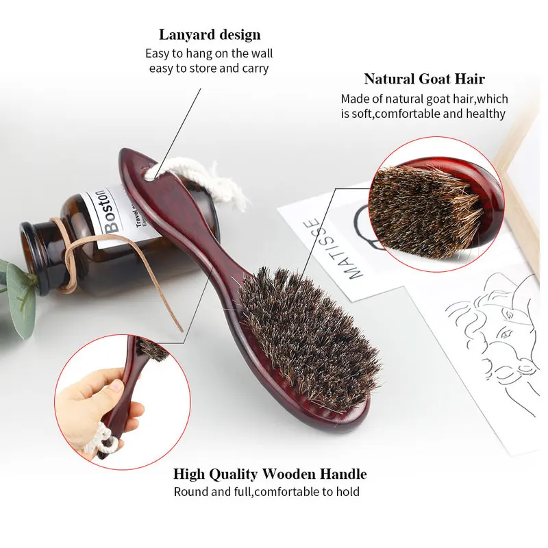 Ретро масляная голова щетка для парикмахера шеи волос козья шерсть салон