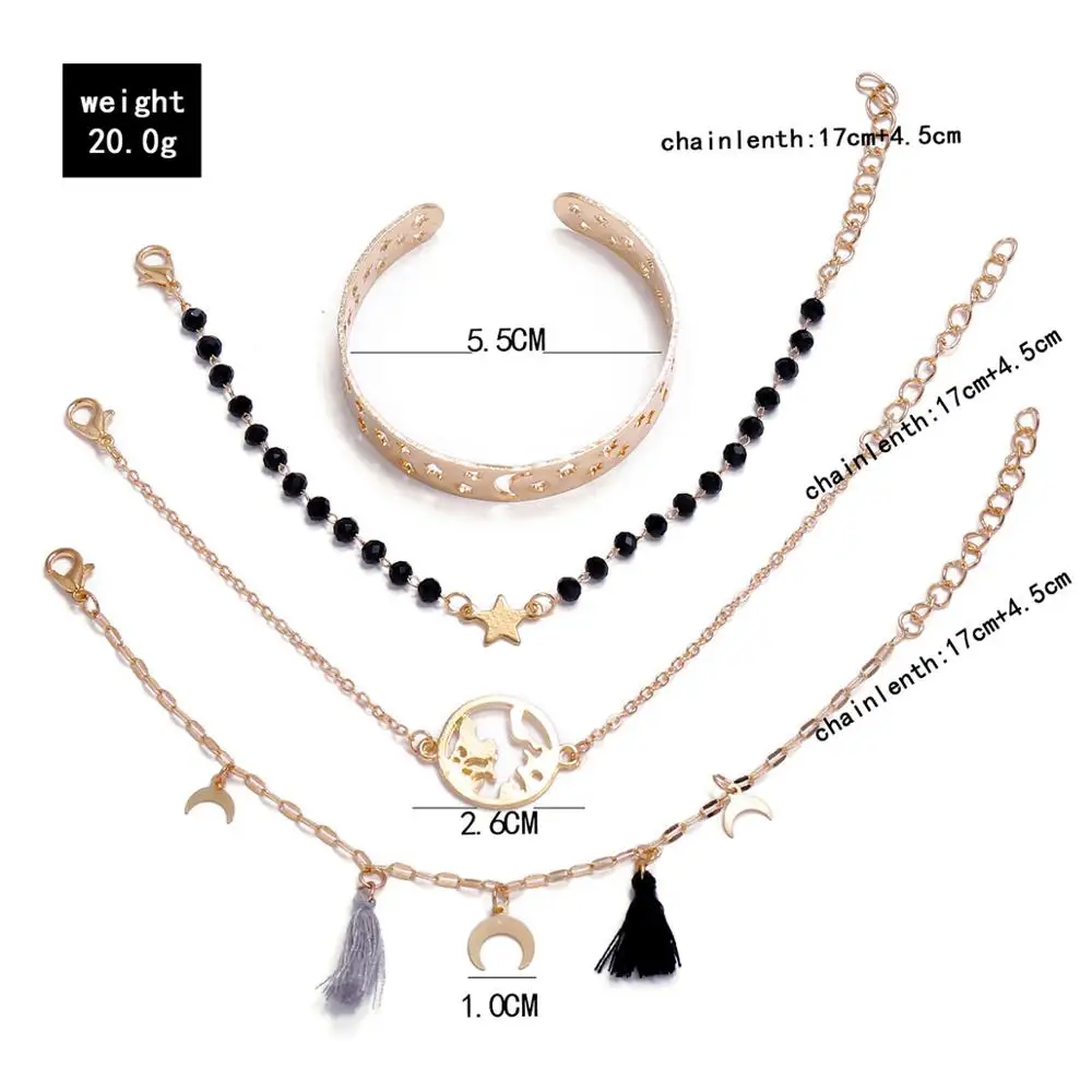 DIEZI модный винтажный Браслет-манжета браслет Звезда Луна океан кисточки цепи