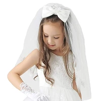 in stock 2020 girls first communion veils whiteivory wedding flower girl veils hair accessories free shipping