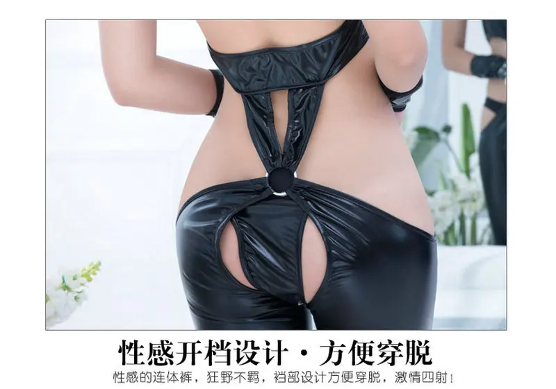 Новые пикантные Wetlook ПВХ латексный боди для Для женщин с открытой промежностью одежда для ночного клуба, для танцев кожаное нижнее белье для женщин