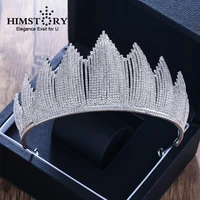 himstory new magnificent crystal rhinestone queen tiara crown big diadem for women crown wedding dress hair jewelry accessories