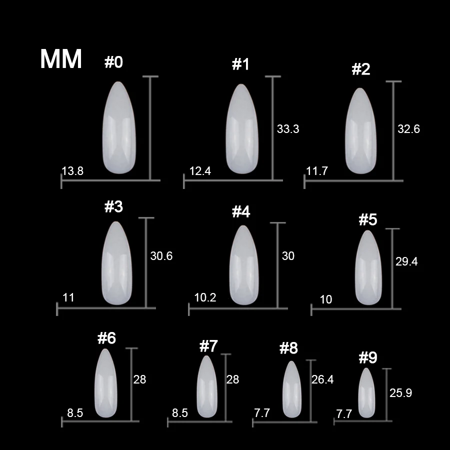 Накладные ногти миндальные длинные 100 шт./кор. полное покрытие Типсы для ногтей