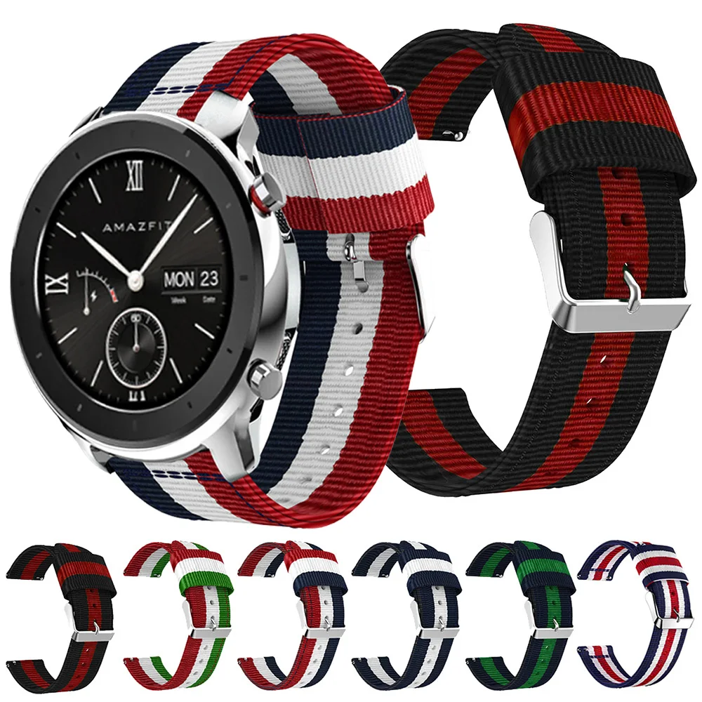 Ремешок нейлоновый в полоску для смарт-часов Huami Amazfit GTR 42 мм BIP сменный Браслет