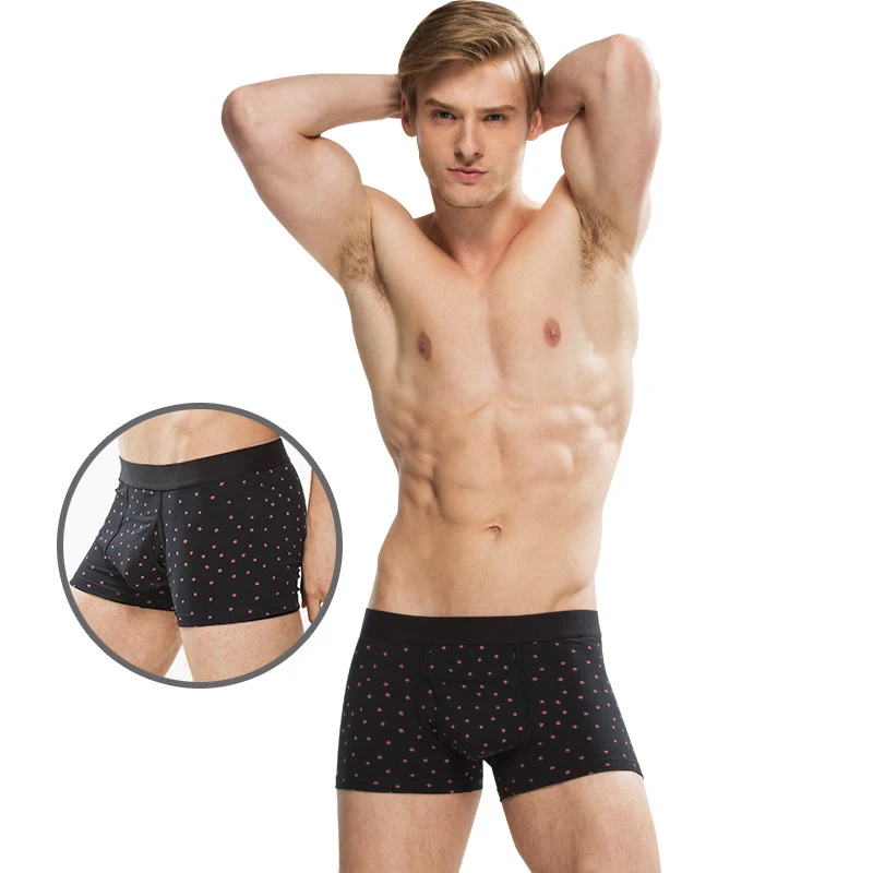 IYUNYI новые хлопковые мужские трусы боксеры со звездами сексуальное нижнее белье с