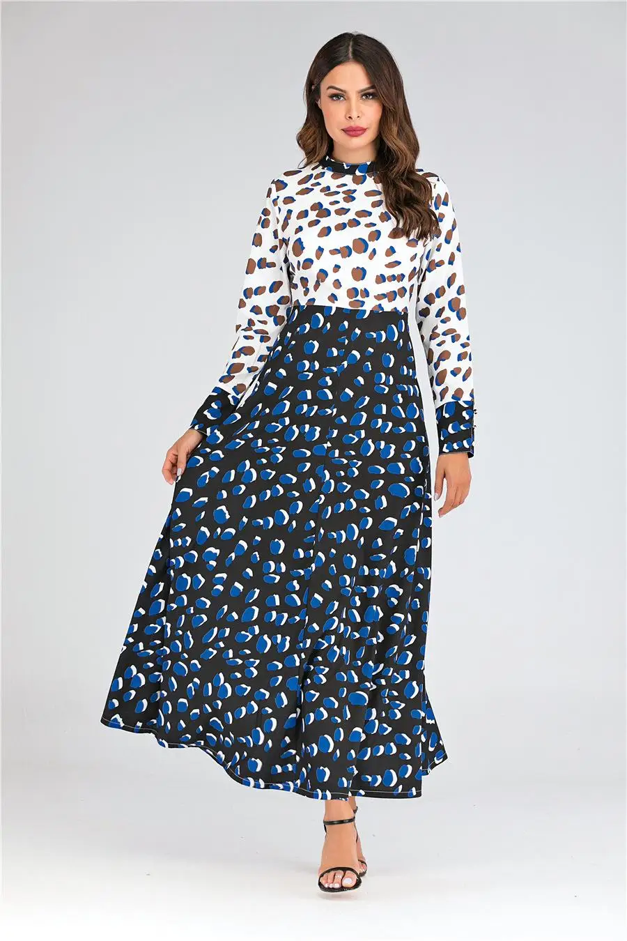 

Women Leopard Printed Long Sleeve Dress Fashion Muslim Abaya Islamic Kaftan Party Jilbab Arab Jilbab Long Sleeve Clothing Casual