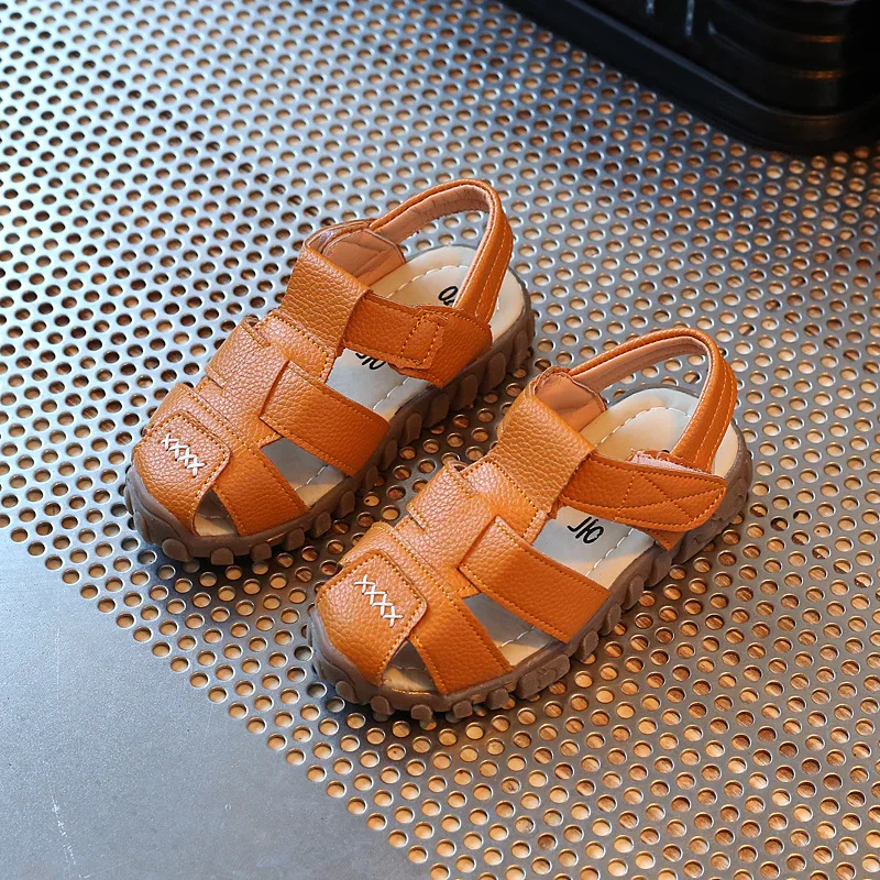 Детские сандалии для мальчиков Летняя детская пляжная обувь на липучке с мягкими