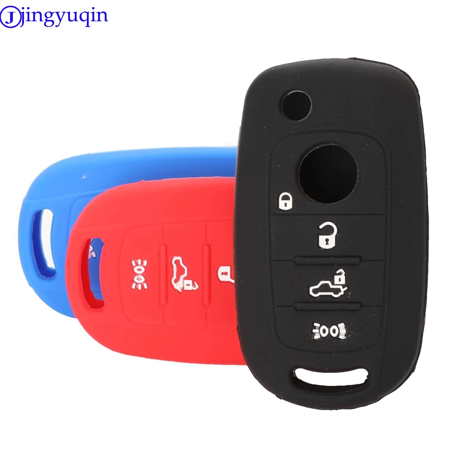 

jingyuqin for FIAT Toro 500X nuovo grazie Flip Remote Key Case Jacket 4 Buttons Silicone Rubber Car Key Case Shell Cover
