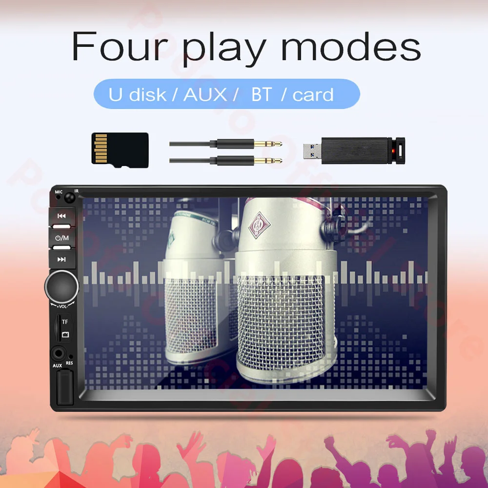 Автомагнитола Podofo мультимедийный плеер с 7 &quotсенсорным экраном функцией MirrorLink FM