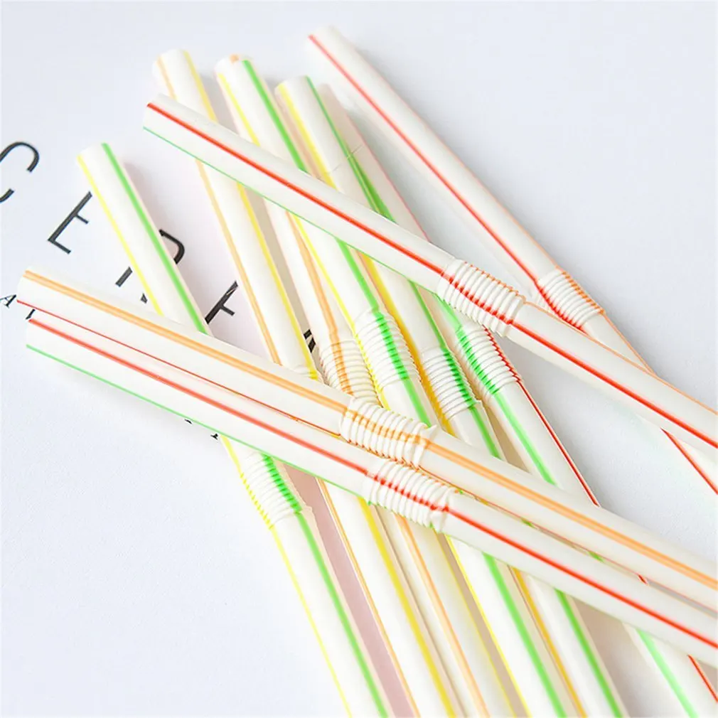 100 Pcs Flexible Plastic Solid White Party Tea &amp Coffee Shop Disposable Drinking Straws Wedding Decorations | Дом и сад