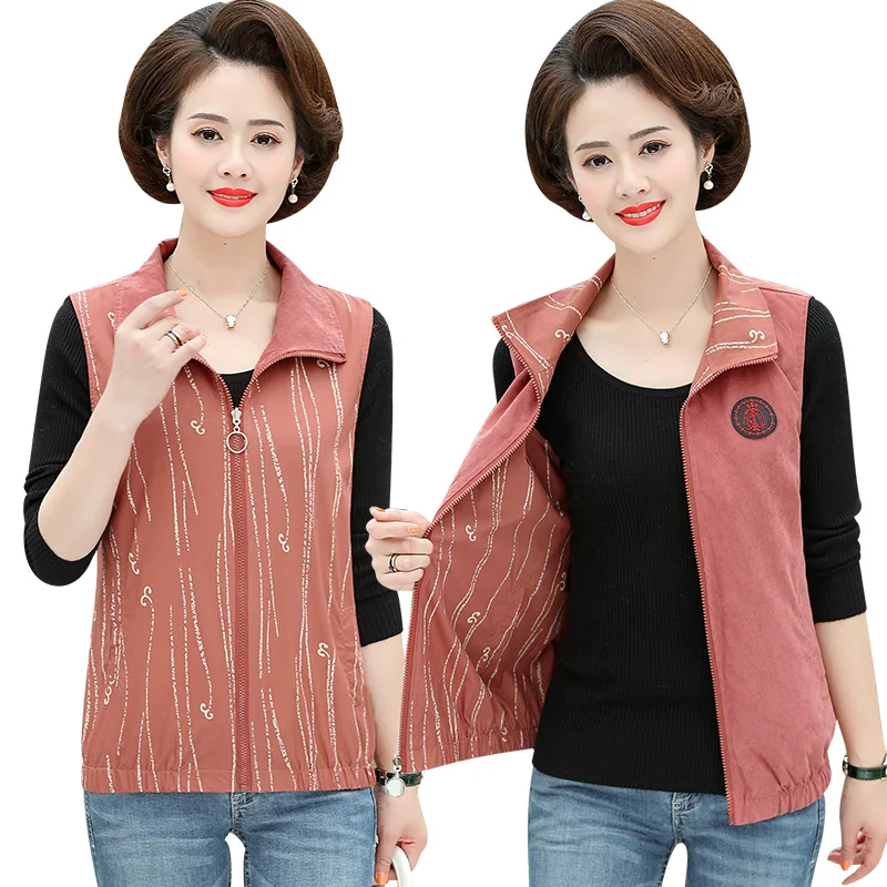 2020 fashion autumn spring cotton vest korean two sides wear lapel casual waistcoat sleeveless coat big size outerwear | Женская одежда