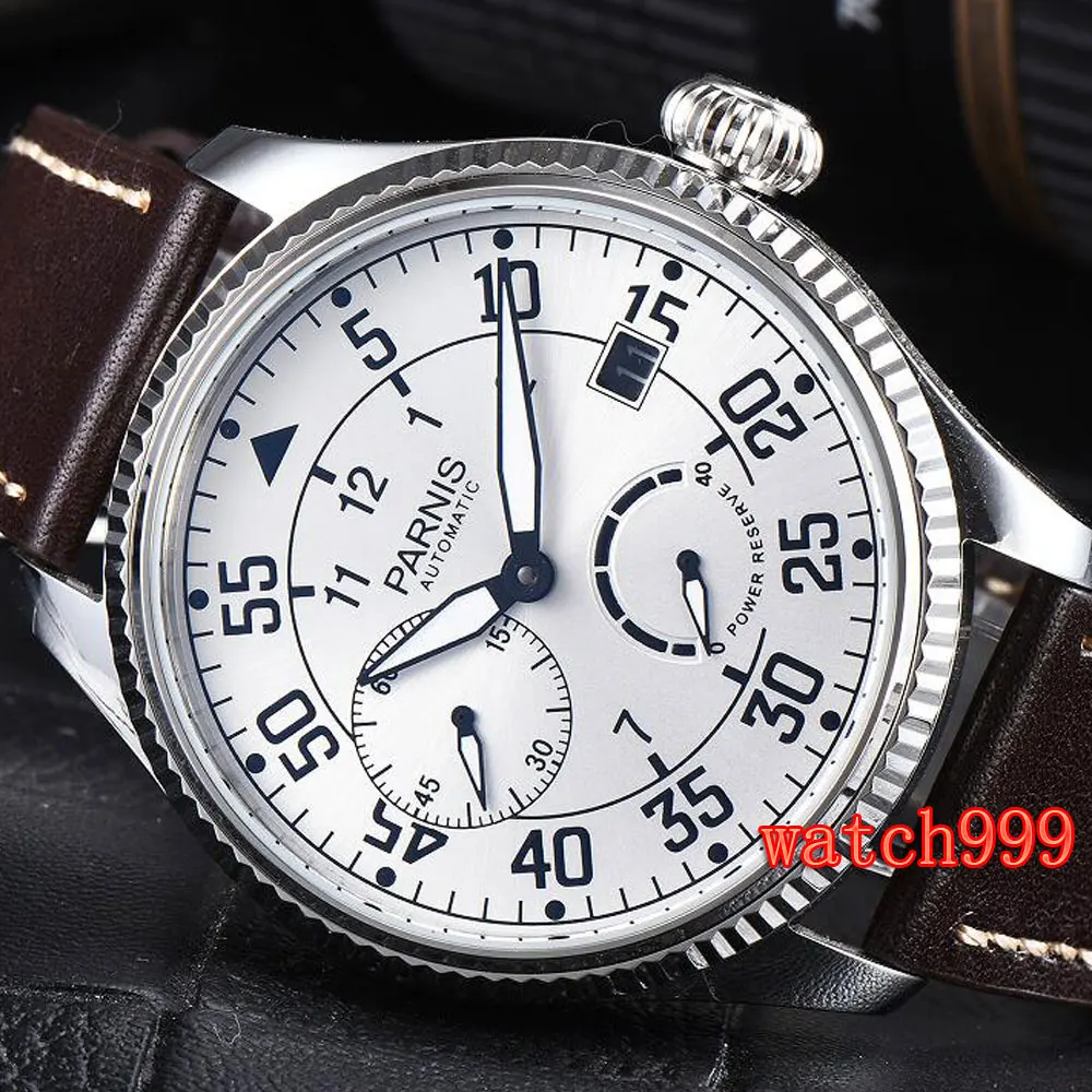 Часы мужские механические с ремешком из кожи 45 мм|Мужские часы| |