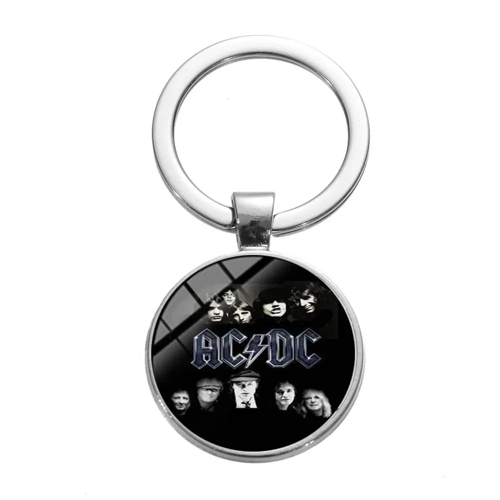 Style 10 SONGDA ACDC поп музыкальная Рок-Группа Вентиляторы брелок европейский и американский AC/DC Красный логотип стекло время драгоценный камень брелок с буквой цепи Мода - Цвет: Style 10