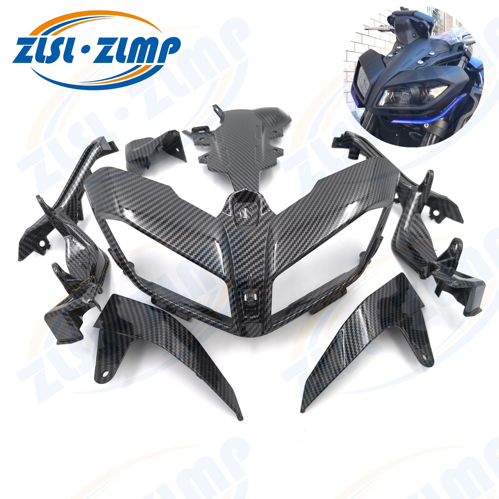 Suitable for Yamaha MT-09 MT09 FZ09 MT 09 carbon fiber color headlight guard front head shell cover motorcycle accessories