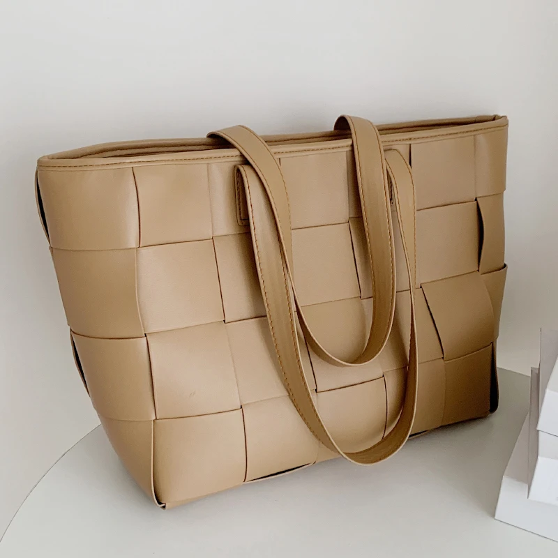 

Luxury Brand Women Handbags Leather Knitting Casual Tote Bag Fashion Shoulder Bags Large Capcity Shopping Bag Sac A Main Bolsas