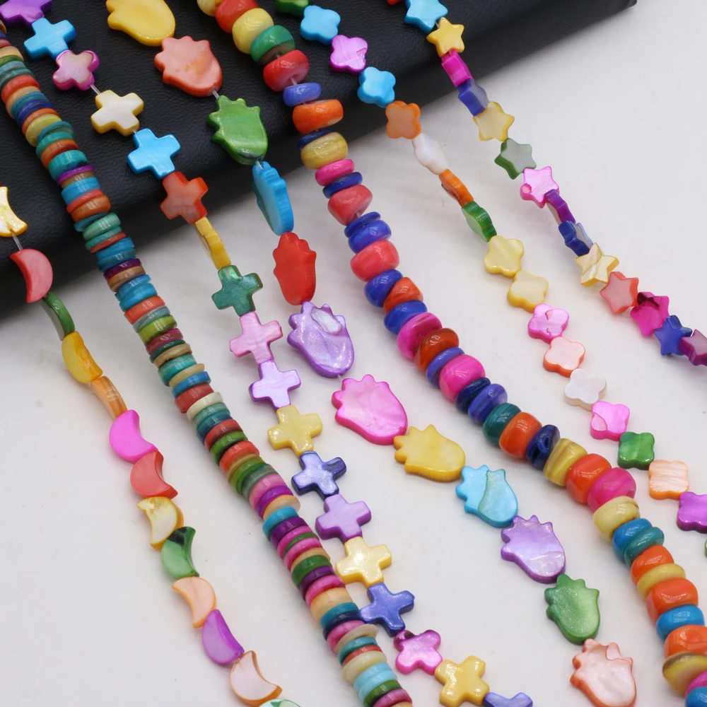 

Hot Selling Natural Shell Moon shaped Mixed Color Boutique Beaded DIY Fashion Charm Necklace Jewelry Gift