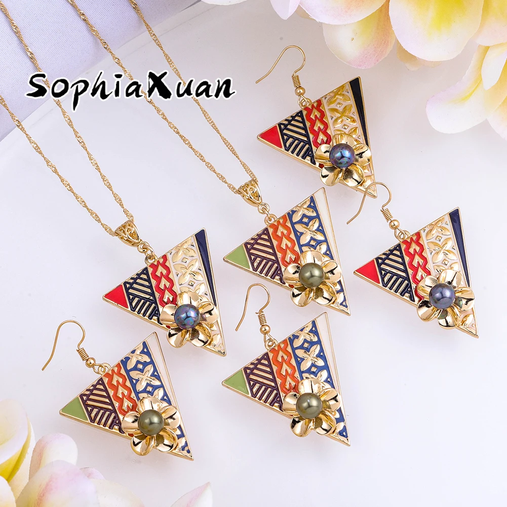 

SophiaXuan Hawaiian 2021 Necklace Fashion Charm Women's Accessories Jewelry Set Geometric Triangle Necklaces Free Shipping Items
