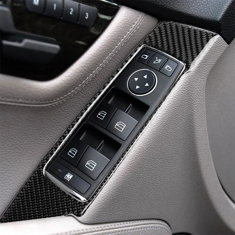 

Carbon Fiber Car Accessories Interior Window Lift Panel Decoration Cover Trim Stickers For Merecedes-Benz C Class W204 2007-2013