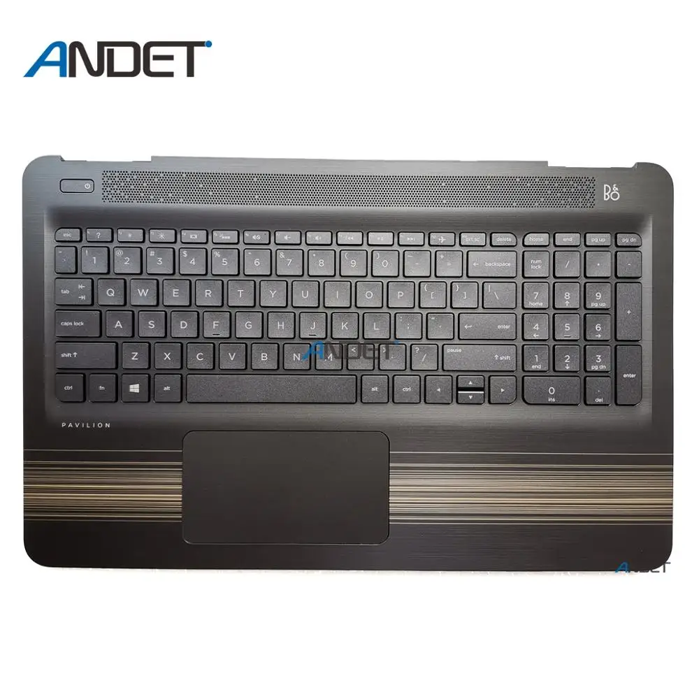 

Upper Case For HP Pavilion 15-AU 15T-AU 15-AW Series Laptop Palmrest With Touchpad Keyboard Upper Case CCover Black Gold Stripes