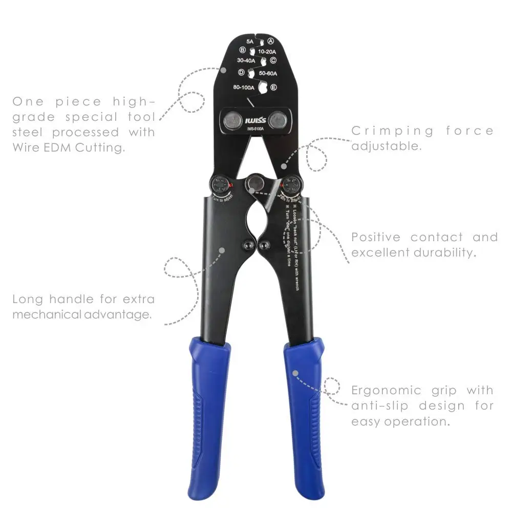 Copper nose crimper pliers 2.5-25mm² 13-3AWG Battery Lugs and Open Barrel Connectors Crimping Tools With cable cutting function |