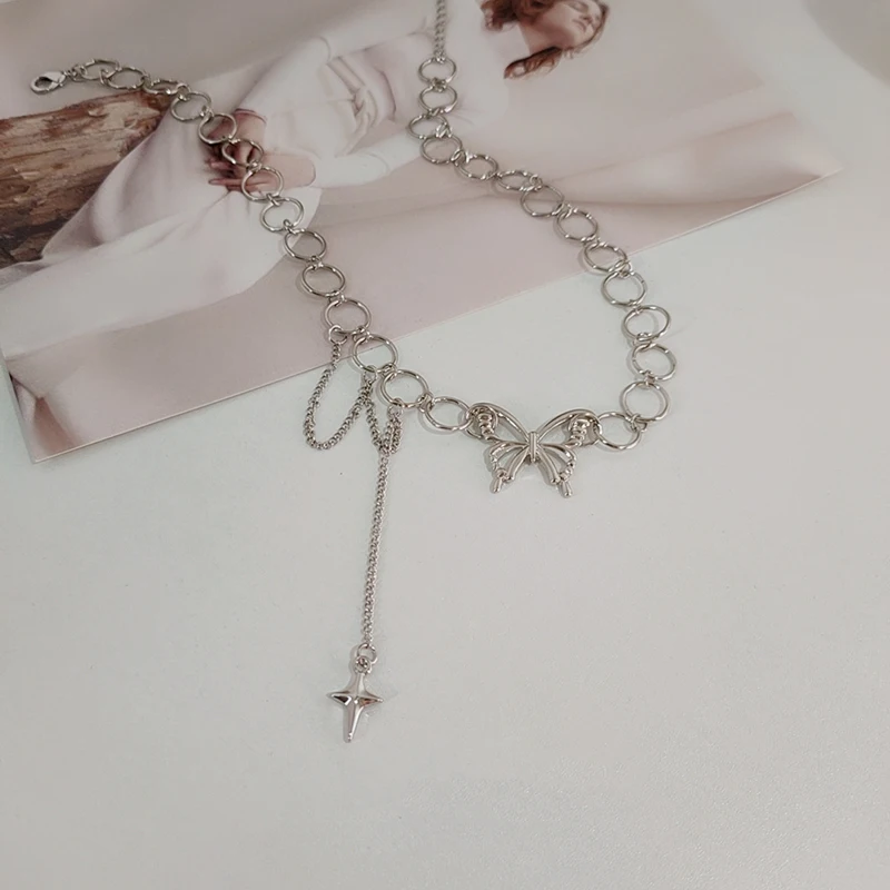 Цепочка-чокер Женская с подвеской в виде бабочки круга Креста 2020 | Украшения и