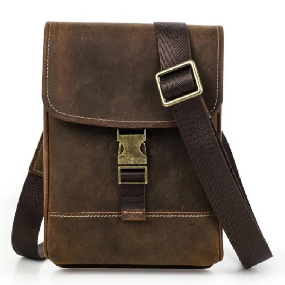 

Men's mobile phone bag 2021 new European and American fashion cross-body bag retro leather mobile phone bag leisure men's bag