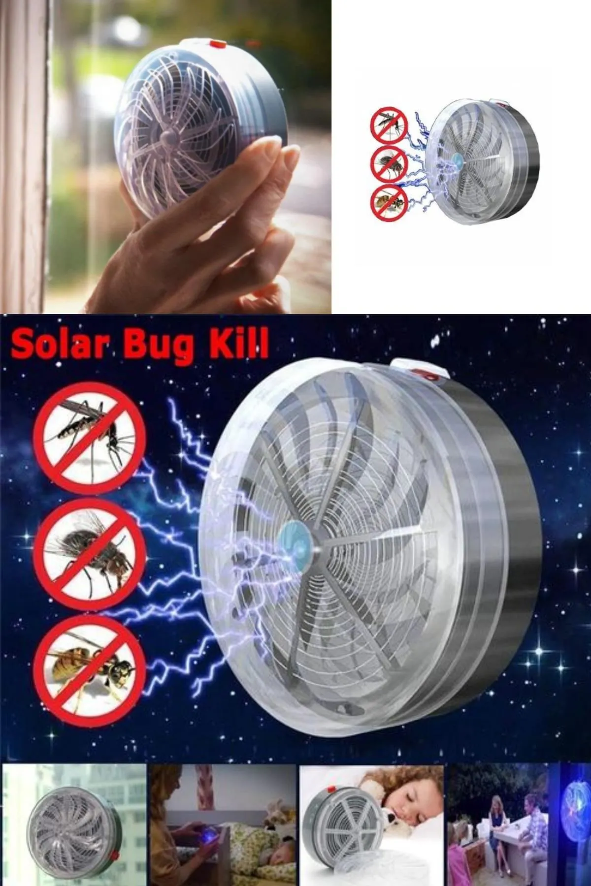 

Solar Powered Solar Suction Cups Fly-Breaking Mosquito Repellent Device