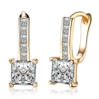 champagne gold colored cz fashion clip drop earrings