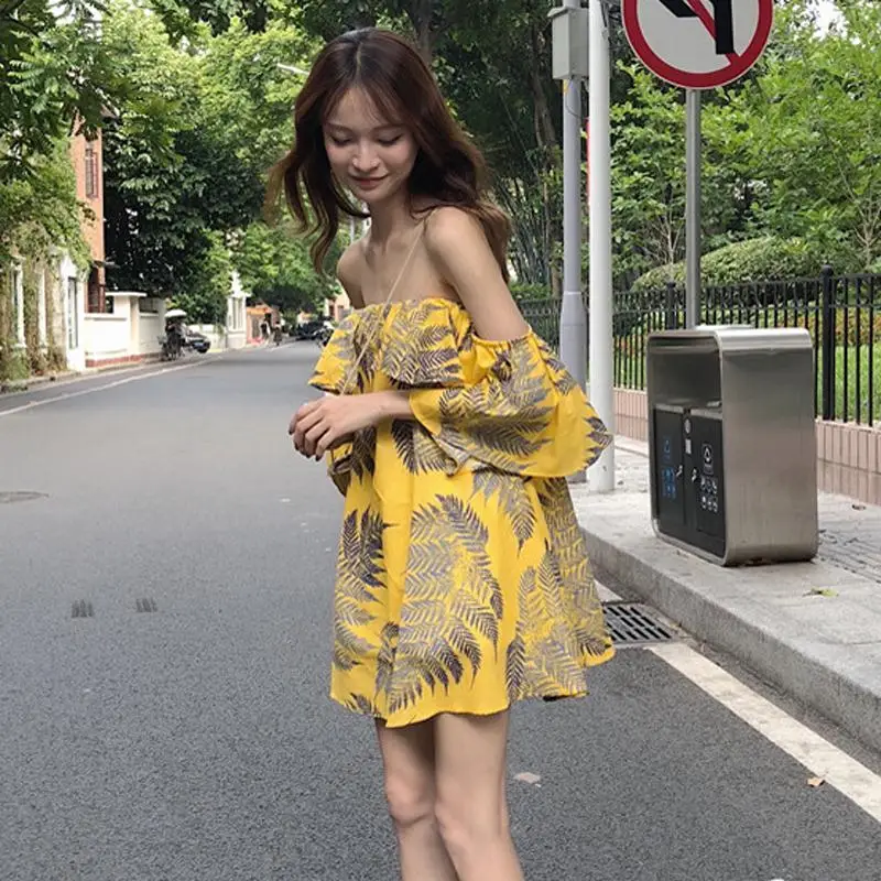 

Summer 2021 Sweet Vintage Womens Off Shoulder Top Short Sleeve Blouse Loose Puff Sleeves Printing Ladies Shirt Crop Tops Y501