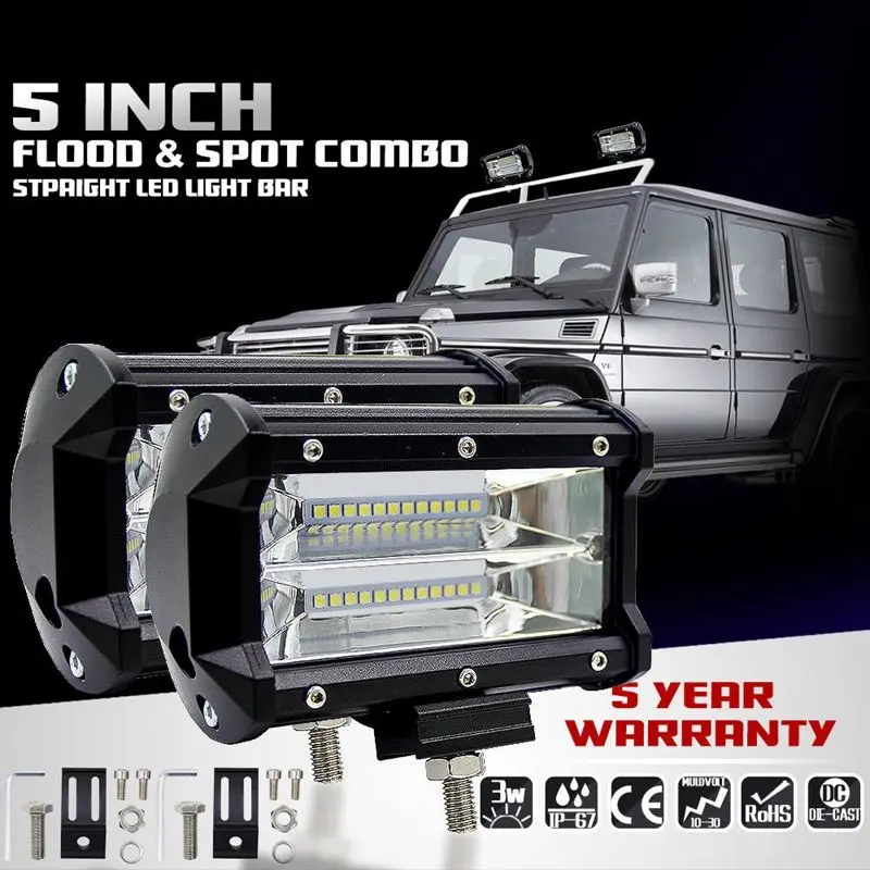 

2PCS 5inch 72W 6500K LED Work Light for Driving Fog Lamp Offroad Truck SUV
