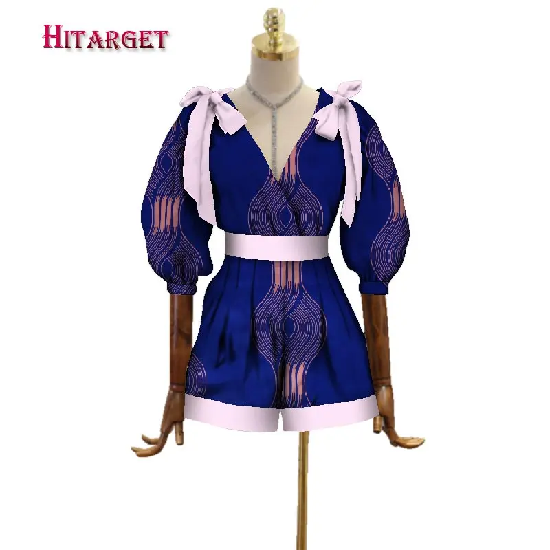 Осенний Африканский женский хлопковый восковой комбинезон с принтом Шорты базин