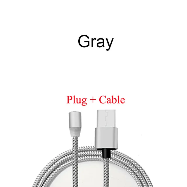 1 м Магнитный кабель 2A Быстрая зарядка для iPhone Micro USB кабель type C светодиодный индикатор зарядное устройство магнит мобильный телефон USB кабель Шнур - Цвет: gray