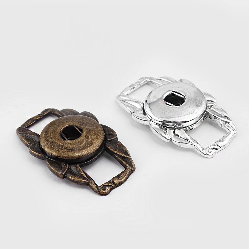 Античный серебряный/Бронзовый лист и кнопки соединители слайдер для 5 мм/10 мм